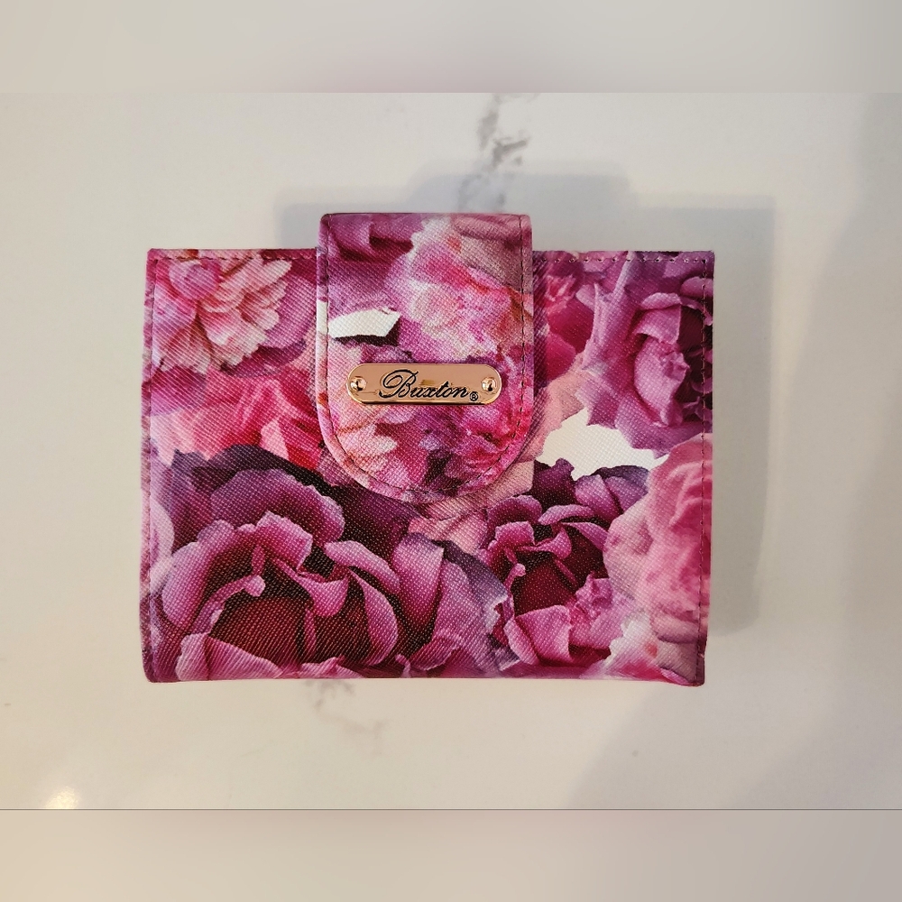 Buxton Pink Floral Compact Wallet